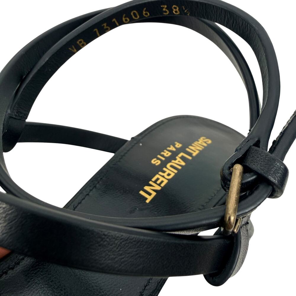 Saint Laurent Cassandra Square Toe 60 Sandals Leather Black Size 38.5 - Picture 10 of 10